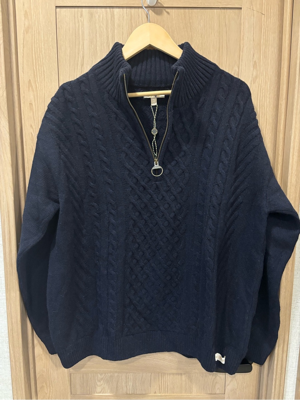 Barbour Garrick Knit Sweater Women Size 12 XL Fisherman British Heritage Wool